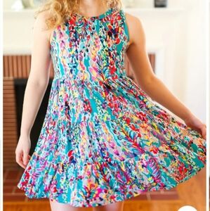 Teal Beautiful Tiered Tank Dress - Small